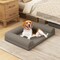 Costway Orthopedic Dog Bed Medium Small Dogs with 3-Side Bolster Non-Slip Bottom Zippers Beige/Grey